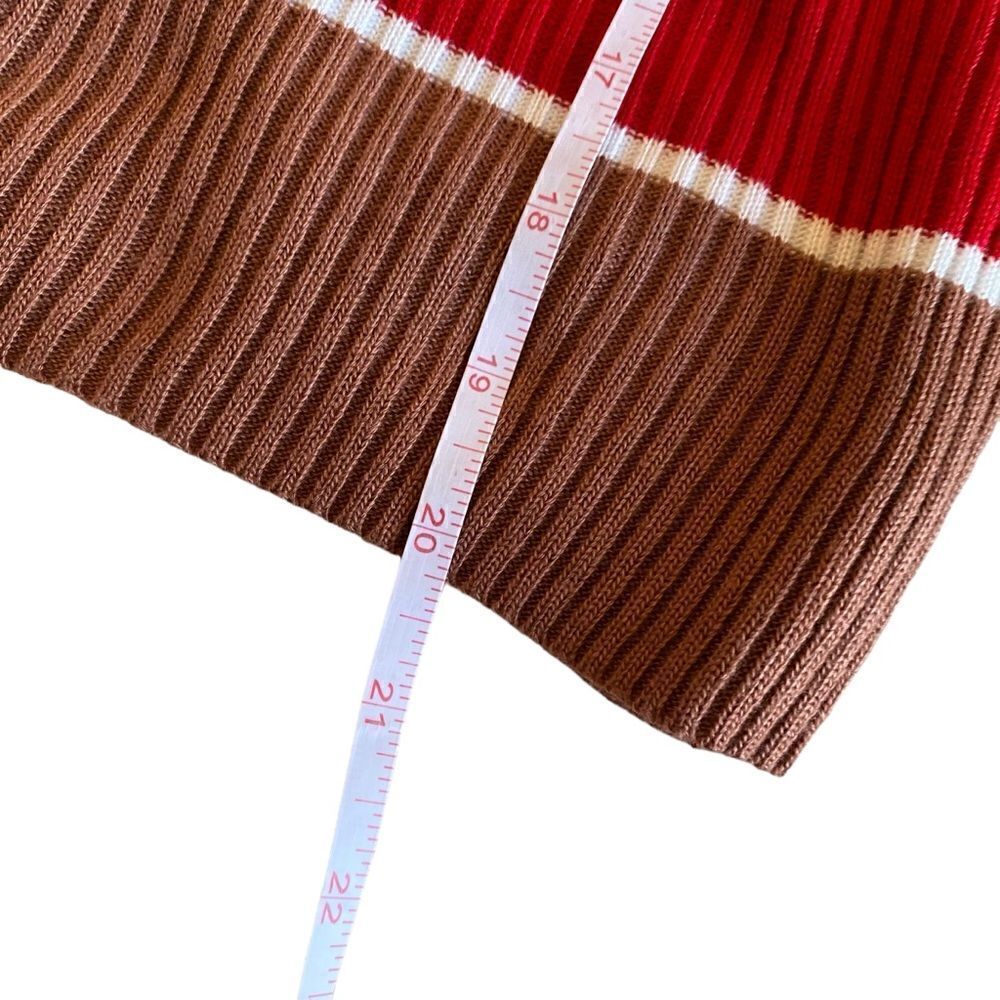 EUC Retro Striped Cotton Mock Turtleneck Sweater with Extra Long Sleeves - Picture 5 of 6